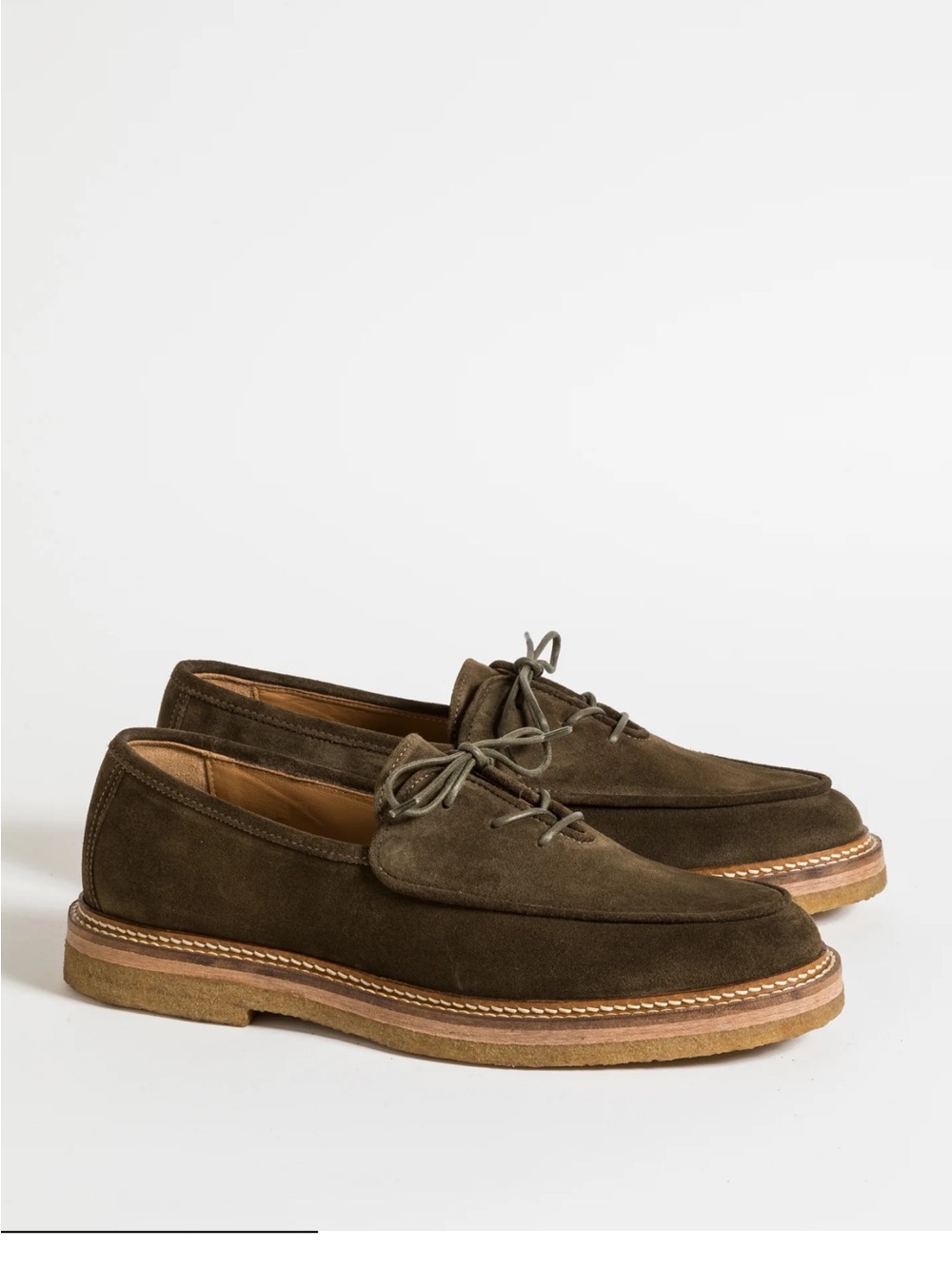 Men's Suede Lace Moccasin Loafers in Olive